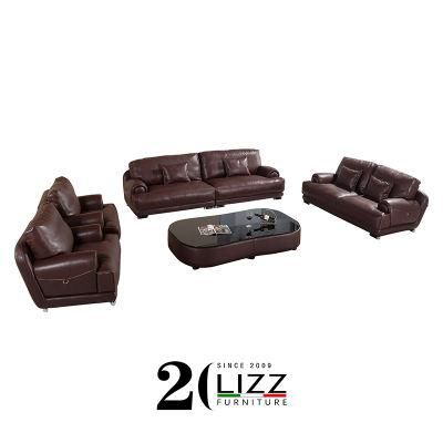 Modern Luxury Office Furniture Genuine Leather Feather Sofa