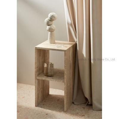 Living Room Travertine Coffee Table Square Bed Stone Side Table