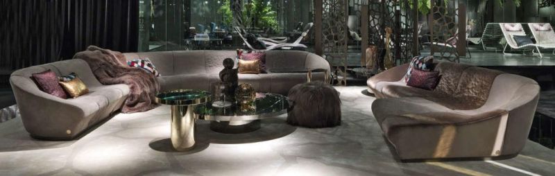 Zhida Italian Modern Luxurious Home Living Room Furniture Set Villa Lounge Sectional Modular Furniture Curved Sofa Furniture
