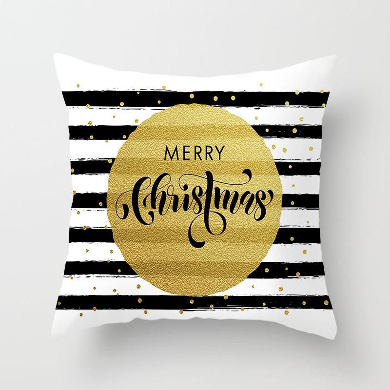 Black Pillow Covers Christmas New Year Cushion Cover Decorative Throw Pillowcases for Home Sofa Gift 45*45cm