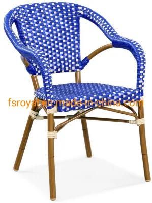 Synthetic Rattan Bamboo Look Chair Comfortable Single Sofa Chair in Blue Color