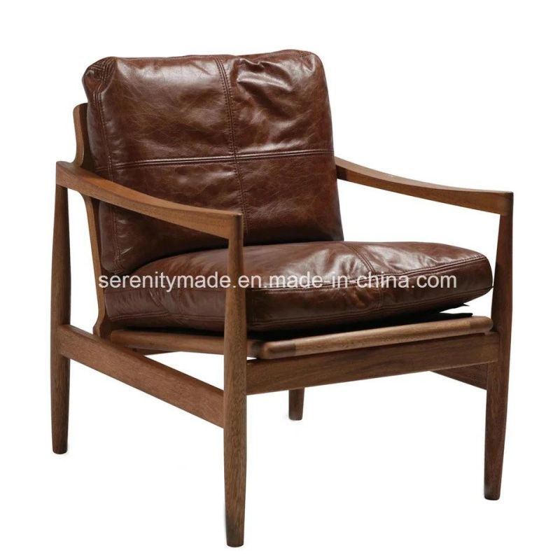 Modern Wood Frame Leather 2 Seat Living Room Sofa