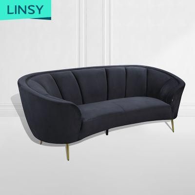 Linsy Black Velvet Sofa Set Furniture Design 2 Seater Living Room Sofa Jym1922b