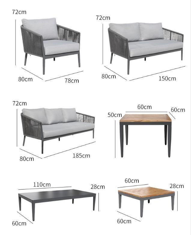 Outdoor Rattan Sofa Villa Hotel Courtyard Garden Table and Chairs