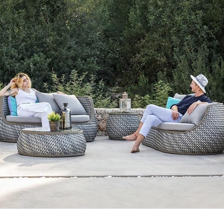 Nordic Rattan Chair Three-Piece Set Outdoor Balcony Sofa Courtyard Tea Table Combination Outdoor Courtyard Hotel Rattan