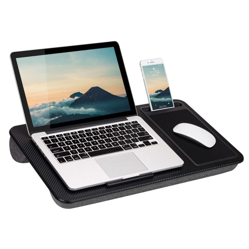 Gogobs Home Office Lap Desk with Device Ledge Mouse Pad, and Phone Holder Lap Desk with Pillow Solid Wood Plastic Bamboo Laptop Tray Bed Sofa Desk Table