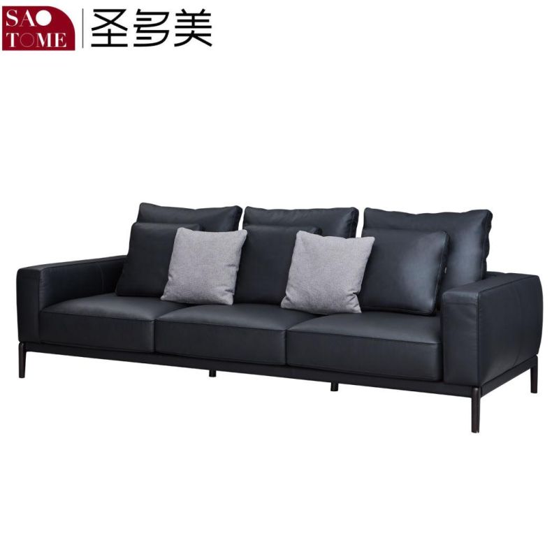 Simple Sofa Small Family Living Room Three Person Novartis Genuine Leather Sofa