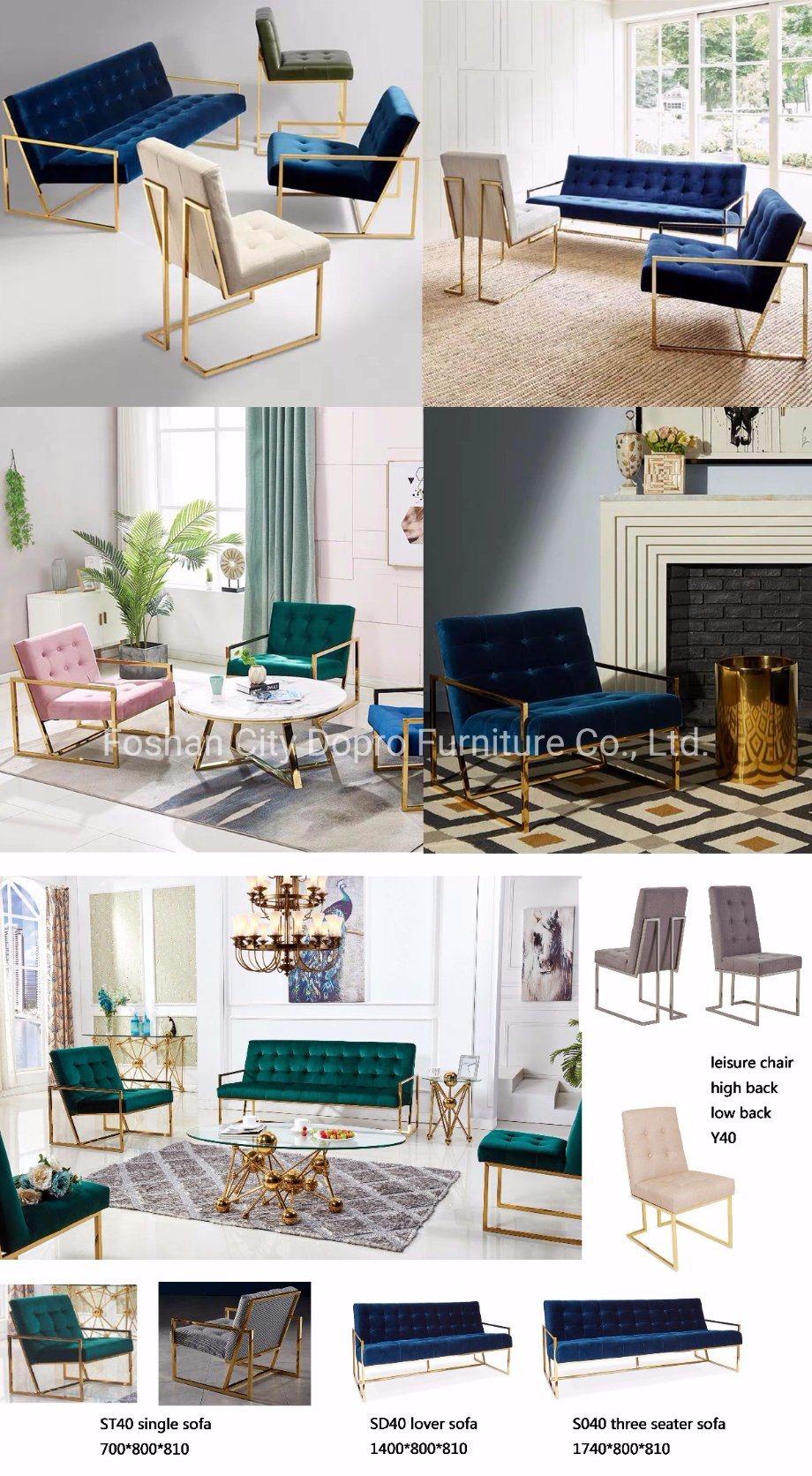 Modern Nordic Simple Popular Metal Golden Living Room Armrest Three Seater Sofa