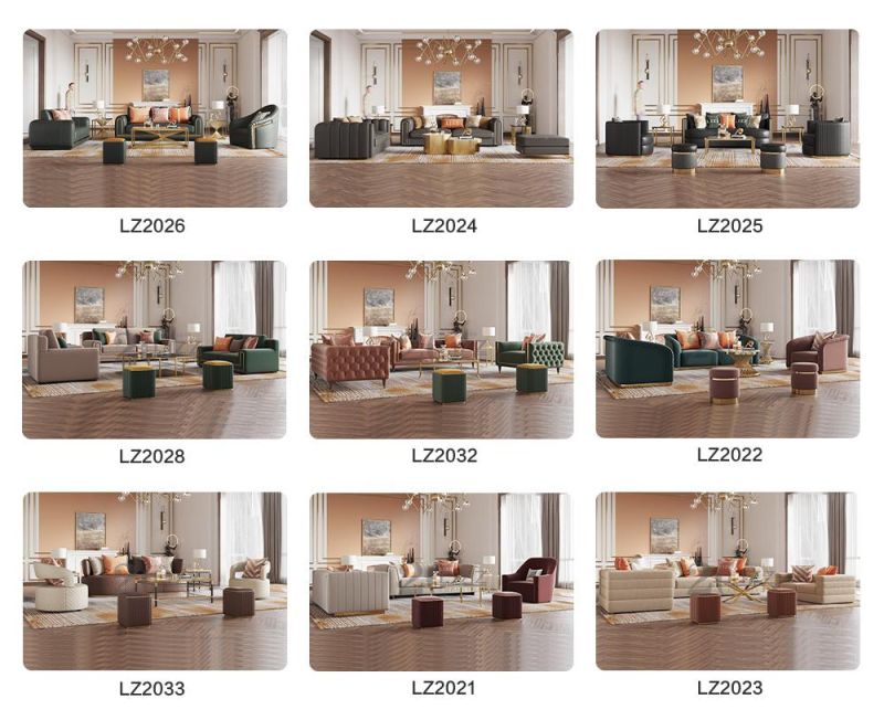 Commercial Home Hotel Living Room Sectional Furniture Modern Geniue Leather Sofa Set with Metal Leg