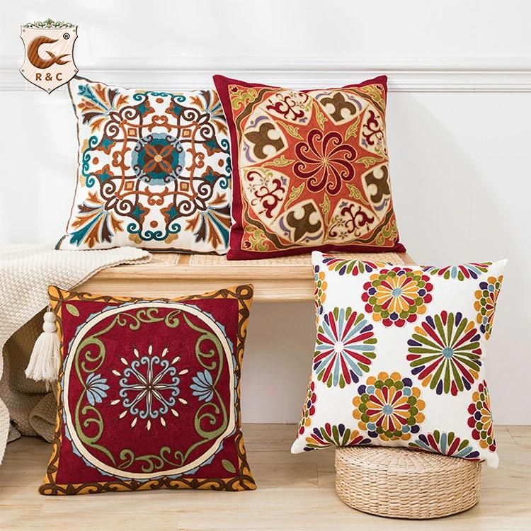 45X45 Wholesalers Ethnic Decorative High Chair Embroidery Cushion Cover for Sofa Couch Chair