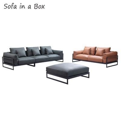 2022 Wholesale Assembly Kd Sofas Conjunto Living Room Brown Genuine Leather Sofa Set Furniture