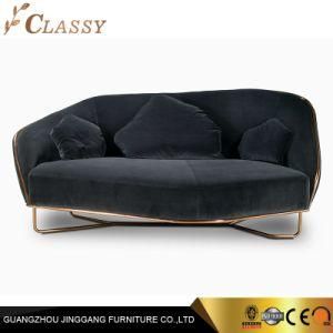 Hotel Luxury Golden Metal Frame Legs Lounge Outdoor Design Sofa with Fabric Padded