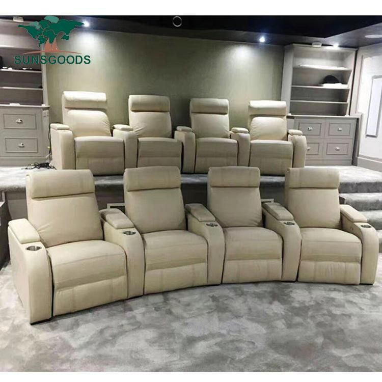 Whole Sale Home Cinema Artificial Leather Theater Seating Recliner Chair Sofa