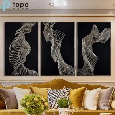 Toughened Abstract Safety Metal Frame Relief Art Wall Glass Painting (MR-YB6-2048)