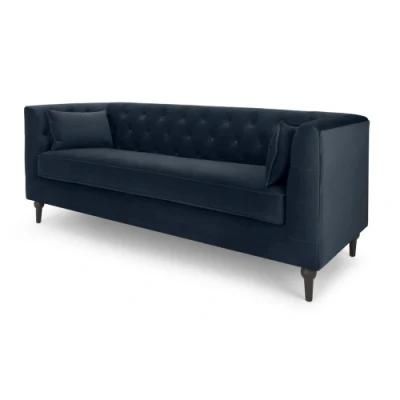 Dark Blue Chesterfield Style Furniture Velvet Modern Lounge Sofa