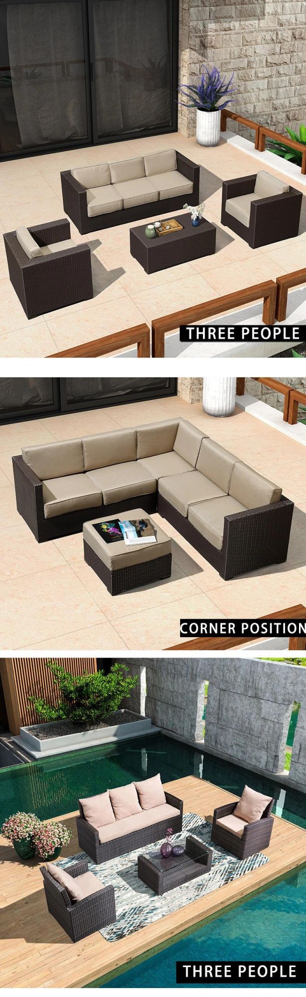 Outdoor Furniture Living Room Courtyard Rattan Sofa