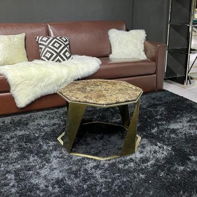 Luxury Modern Design Center Tea Table Sofa Side Marble Top Coffee Table with Gold Metal Frame