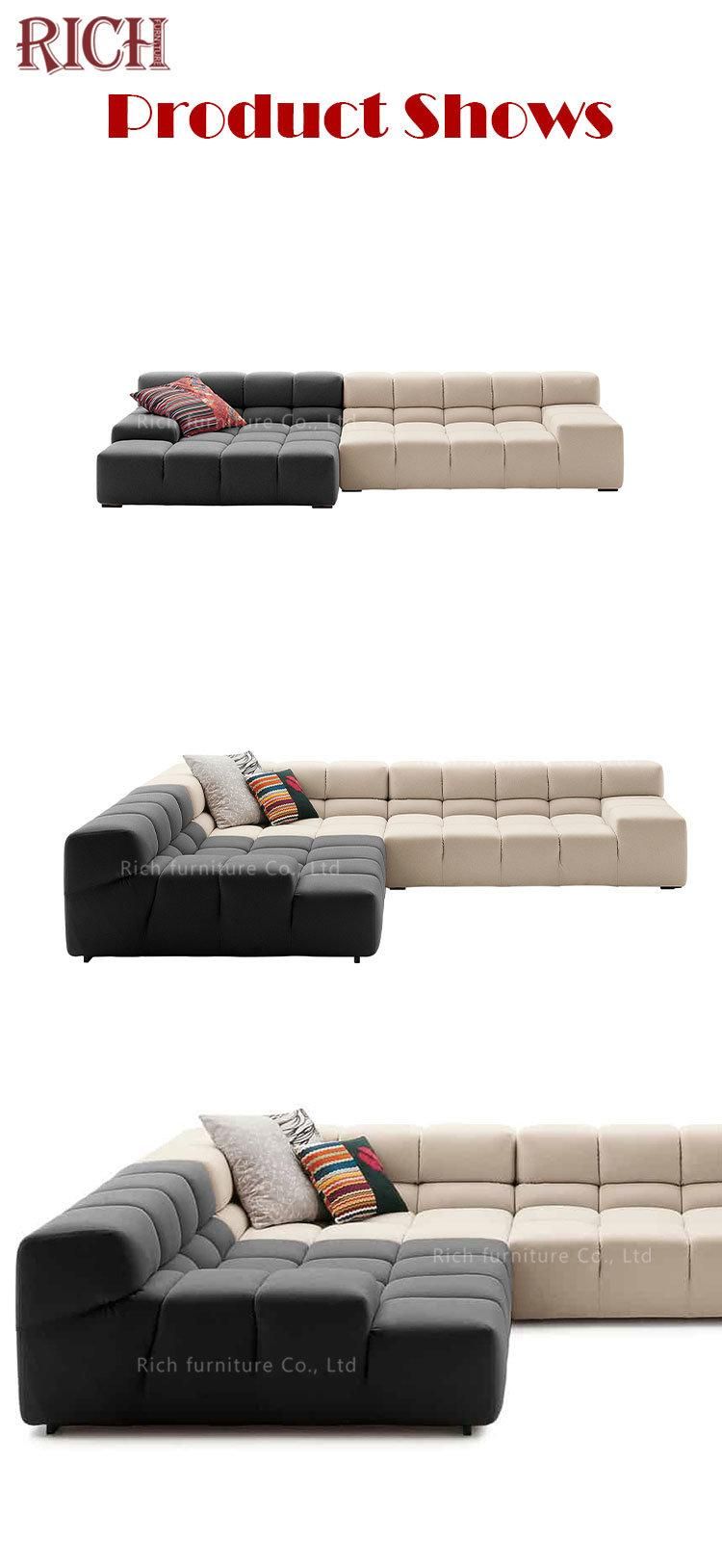 Contrasting Color Fabric Lounge Sofa Sectional L Shaped Living Room Large Corner Sofa