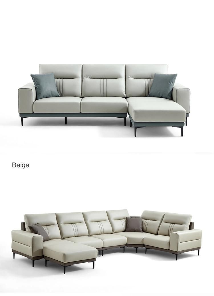 Hot Down with Armrest Corner Sectional L Shape Furniture Genuine Leather Sofa Tbs061