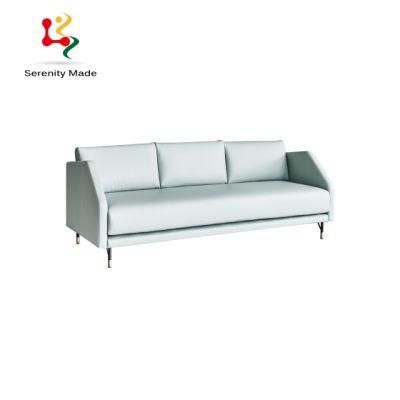 Modern Design Furniture Mint Green Leather Wooden Legs Chesterfield Sofa