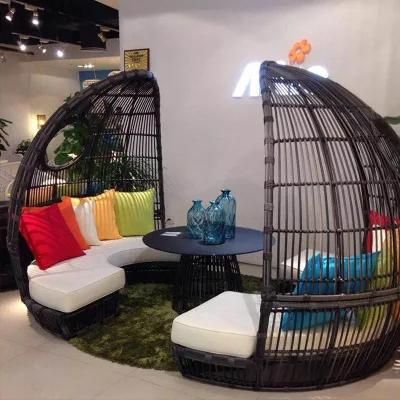 Outdoor Furniture Rattan Chair Bird&prime;s Nest Chair Round Bed Outdoor Rattan Sofa Rattan Bird Cage Bed Bed Villa Homestay Open-Air Garden