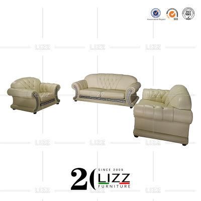 Direct Sale Antique Style Hot Selling Living Room Furniture Modular Yellow Leather Sofa