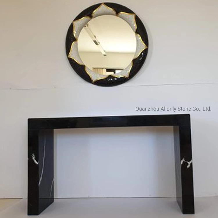 Home Entry Marquina Black Marble Stone Table Tops Long Custom Design Console Table