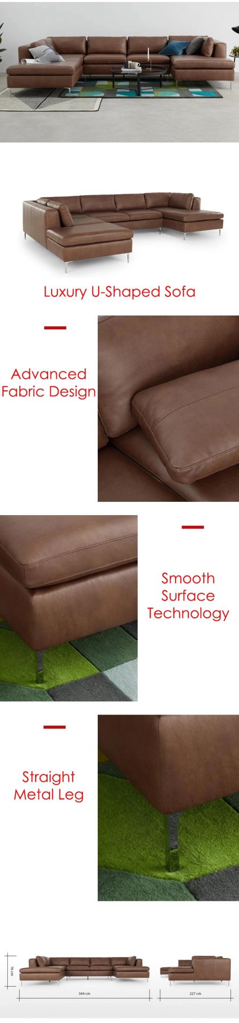 Luxurious Living Room Cloth Art U - Shaped Sofa