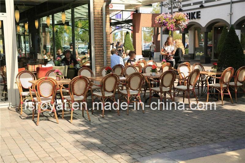 French Style Restaurant Garden Furniture Bistro Vintage Outdoor Double Seater Armrest Bamboo Sofa