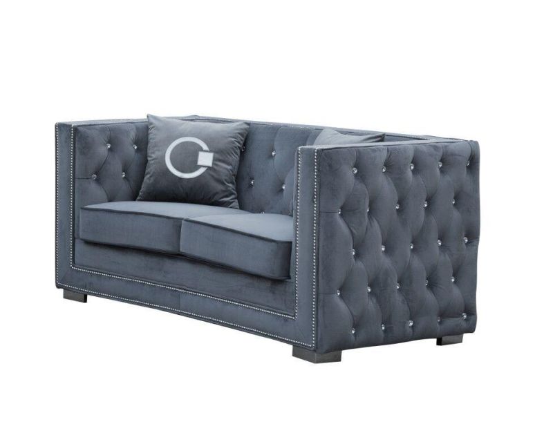 Velvet Tufting Sofa with crystal Button