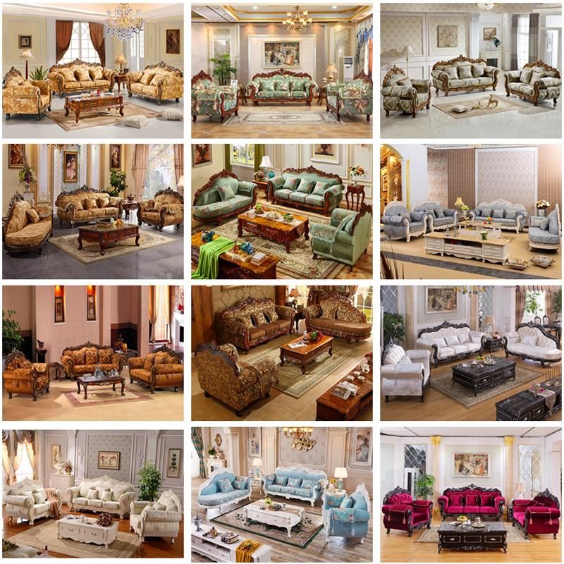 Chinese Sofa Furniture Factory Wholesale Classic Wood Fabric Sofa Set