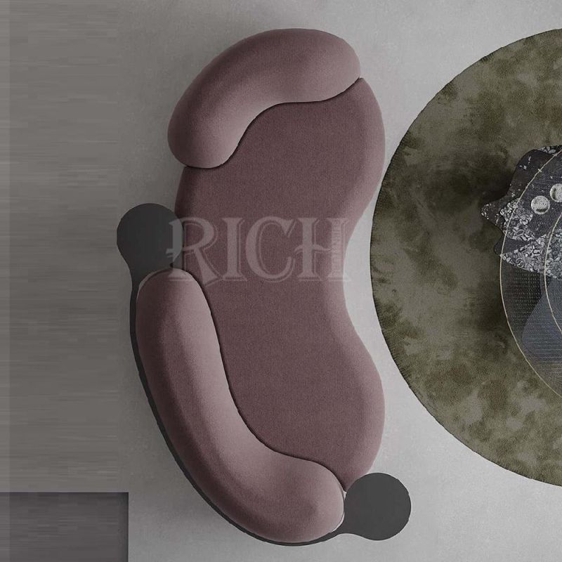 Luxury Velvet Fabric Sofa with Metal Living Room Half Round Moon Shape Sofa