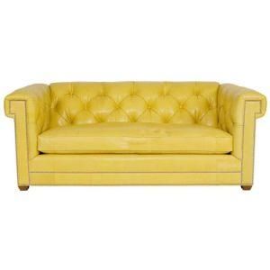 Yellow Color America Button Design PU Sectional Leather Sofa (L05)