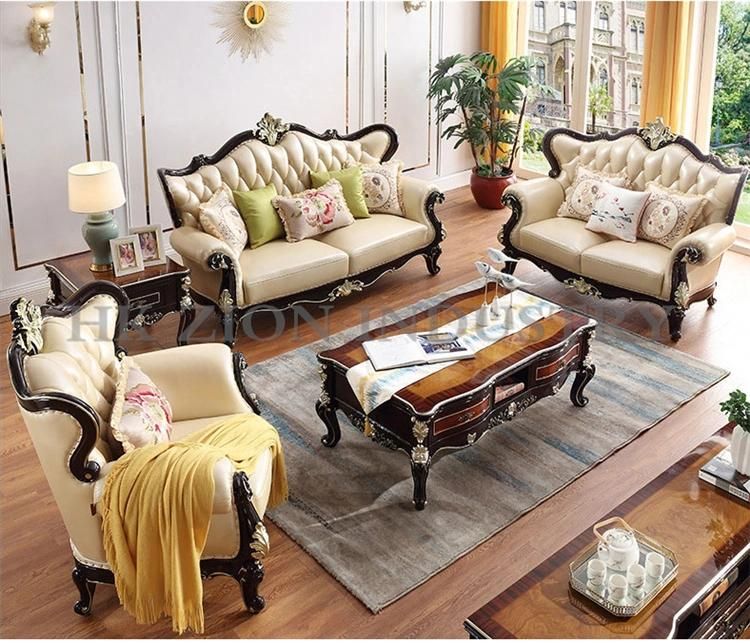 Luxury Classic European Design European Style Leisure Corner Sofa Couches Lounge Living Room Furniture Leather Sectional Sofa