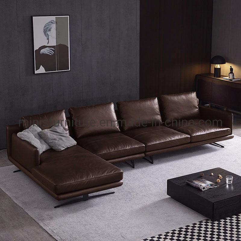 (MN-HSF13) English Style Home Living Room/Hotel Furniture Brown Leather 1+2+3 Sofa Set