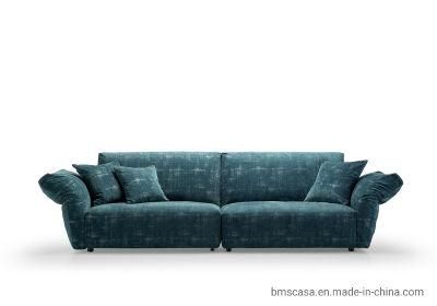 New Style 4-Seater Blue Velvet Sectional Sofa