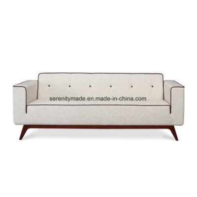 Modern Minimalist Style Wooden Legs Fabric Lounge Sofa for Cafe