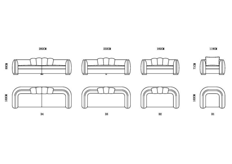 Newest Style Italian Light Luxury Style Sofa Fashion Sitching 3+2+1 Combination Sofas Collection