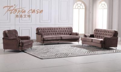 Best-Selling Home Furniture Modern Living Room Luxury Linen Fabric Metal Leg Sofa