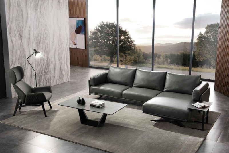 Fashion Leisure Chair Home Furniture Italian Style Modern Living Room Leather Sofa Set