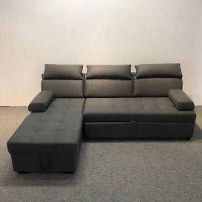 Faux Leather Sectional with Headrest Convert Type Sofa with Storage Locker