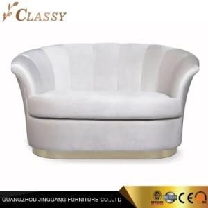 Luxury Modern Grey Fabric Velvet Sofa with Golden Brushed Stainless Steel Metal Leg