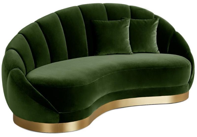 New Design 2 Seater Sofa Forest Green Weave Special Shaped 2 Person Couch for Living Room or Restaurant