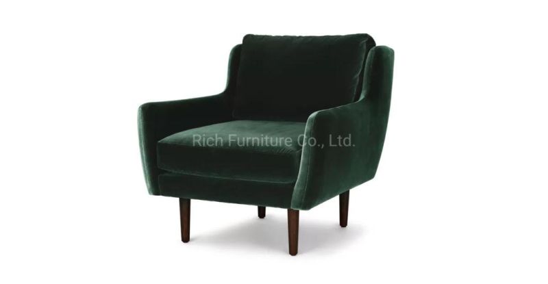Simple Style Light Luxury Single Sofa Chair Dark Green Fabric Covers Leisure Sofa Hotel Restaurant Used Armrest Sofa