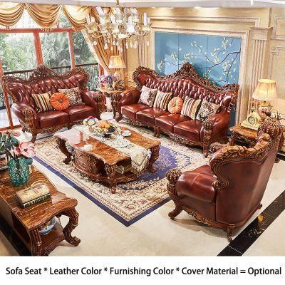 Living Room Sofa Furniture with Coffee Table and Side Stool in Optional Couch Seat and Paint Color