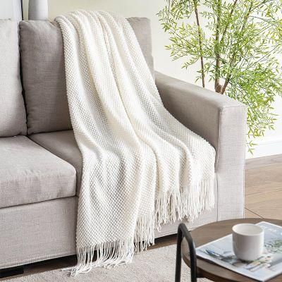 Yisk 50&quot; X 60&quot; Solid Soft Sofa Upholstery Knitted Blanket for Sofa