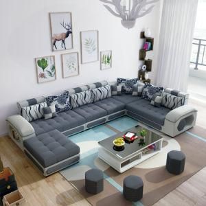 Grey Color U Shape Combination Sectional Living Room Fabric Sofa (S889)