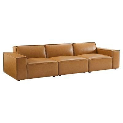 Full Genuine Top Grain Leather Baxter Square Sofa 3 Seats