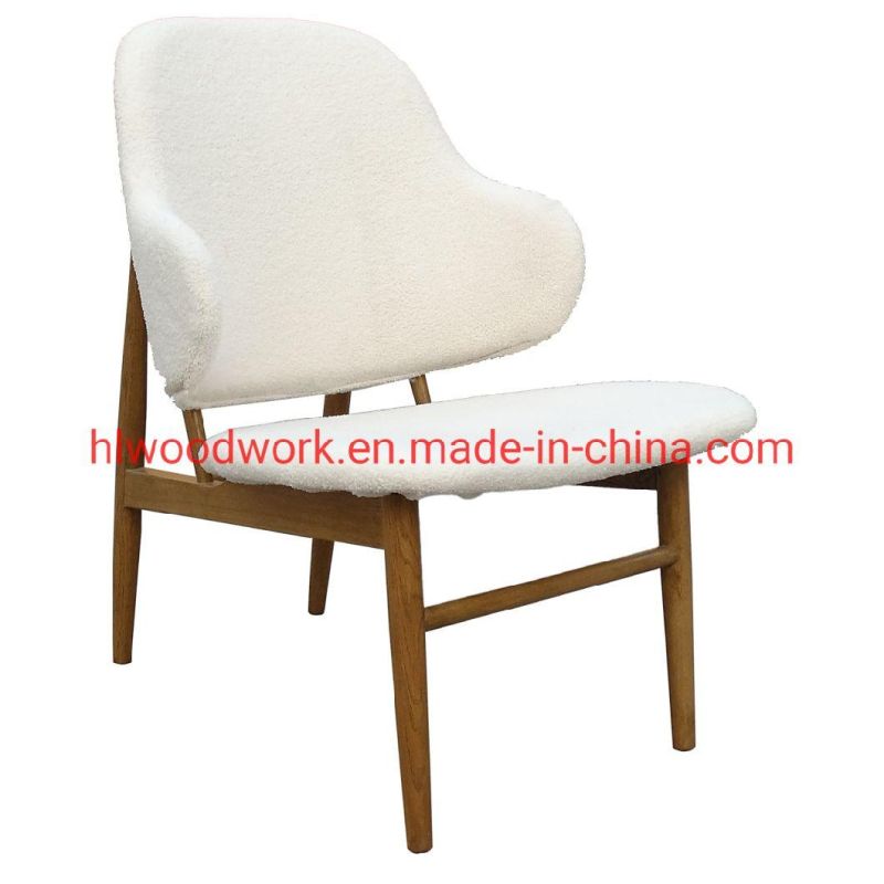 Magnate Chair with Oak Wood Teddy White Color Sofa Living Room Sofa Arm Chair Coffee Shop Sofa