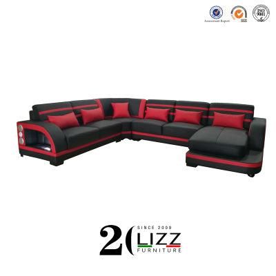 Contemporary Living Room Sectional Corner Genuine Leather Sofa